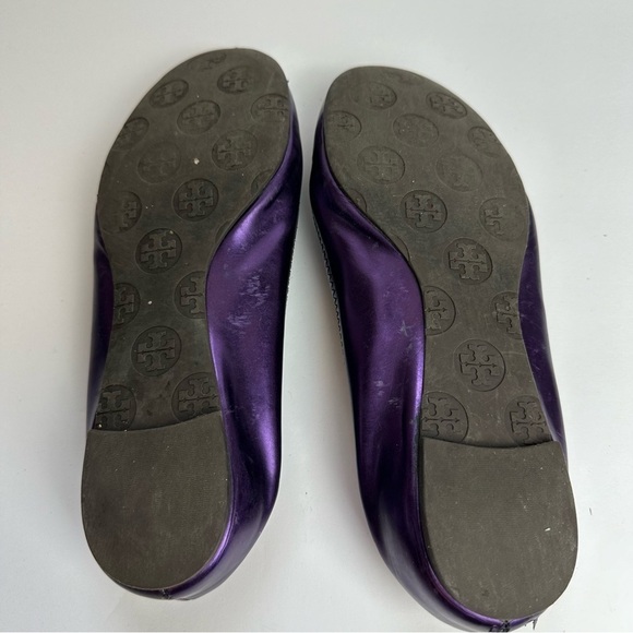 Tory Burch Reva Ballet Flats Women's 6.5 Shoes Metallic Mirror Purple Leather - Picture 9 of 11